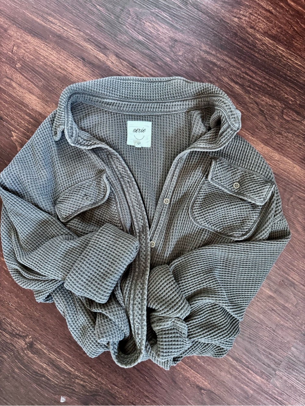aerie Lumberjane Waffle Grey Button-Up Shacket